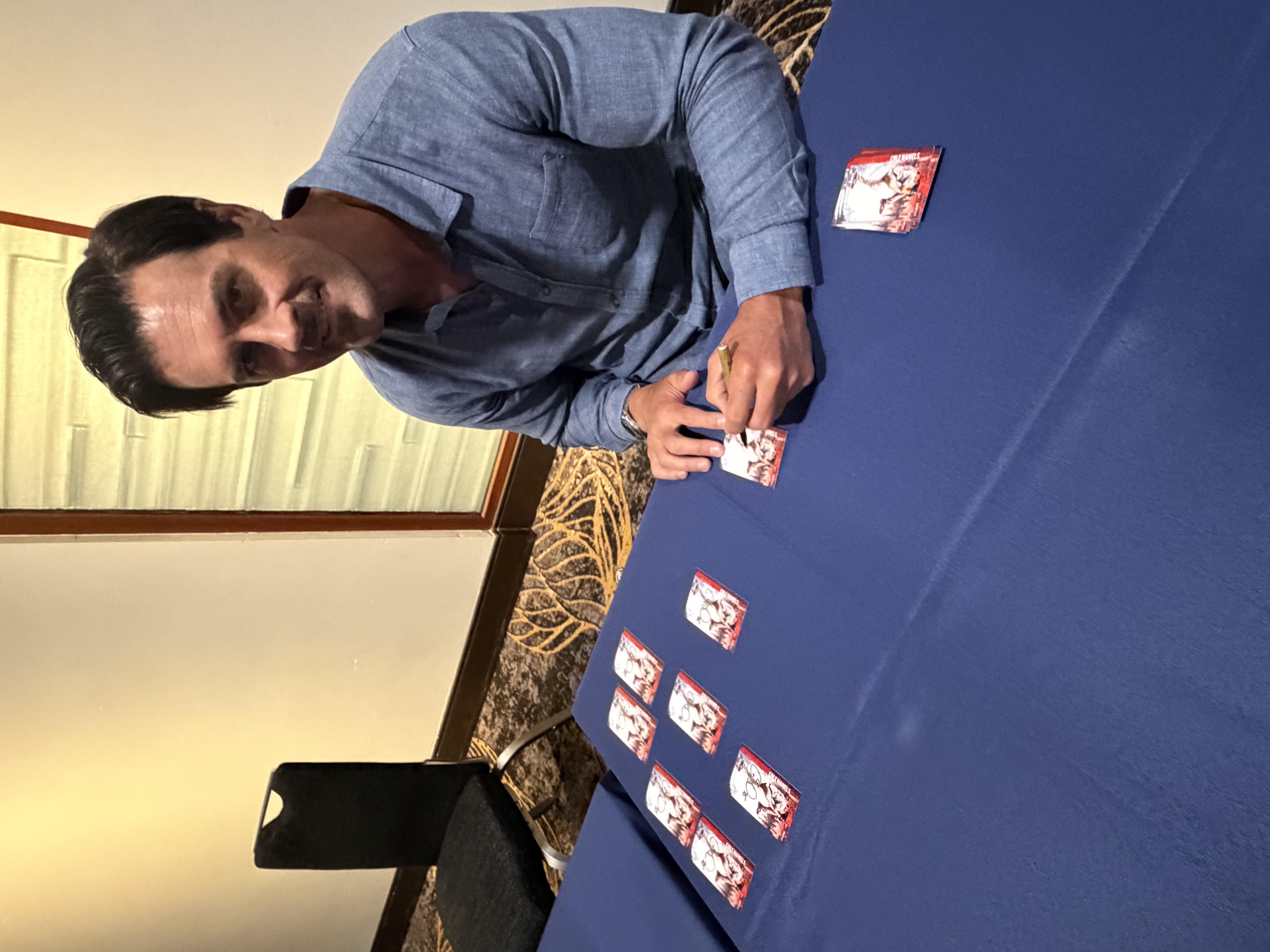 Cole Hamels signing Spector Sports Art collectible cards